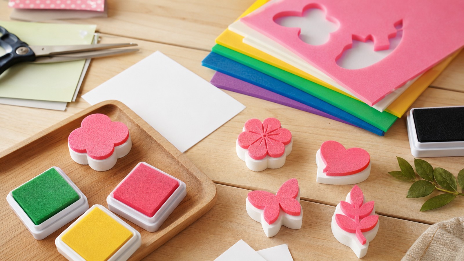 Editorial foam project scene for Rubber Stamp: Crafting Made Simple