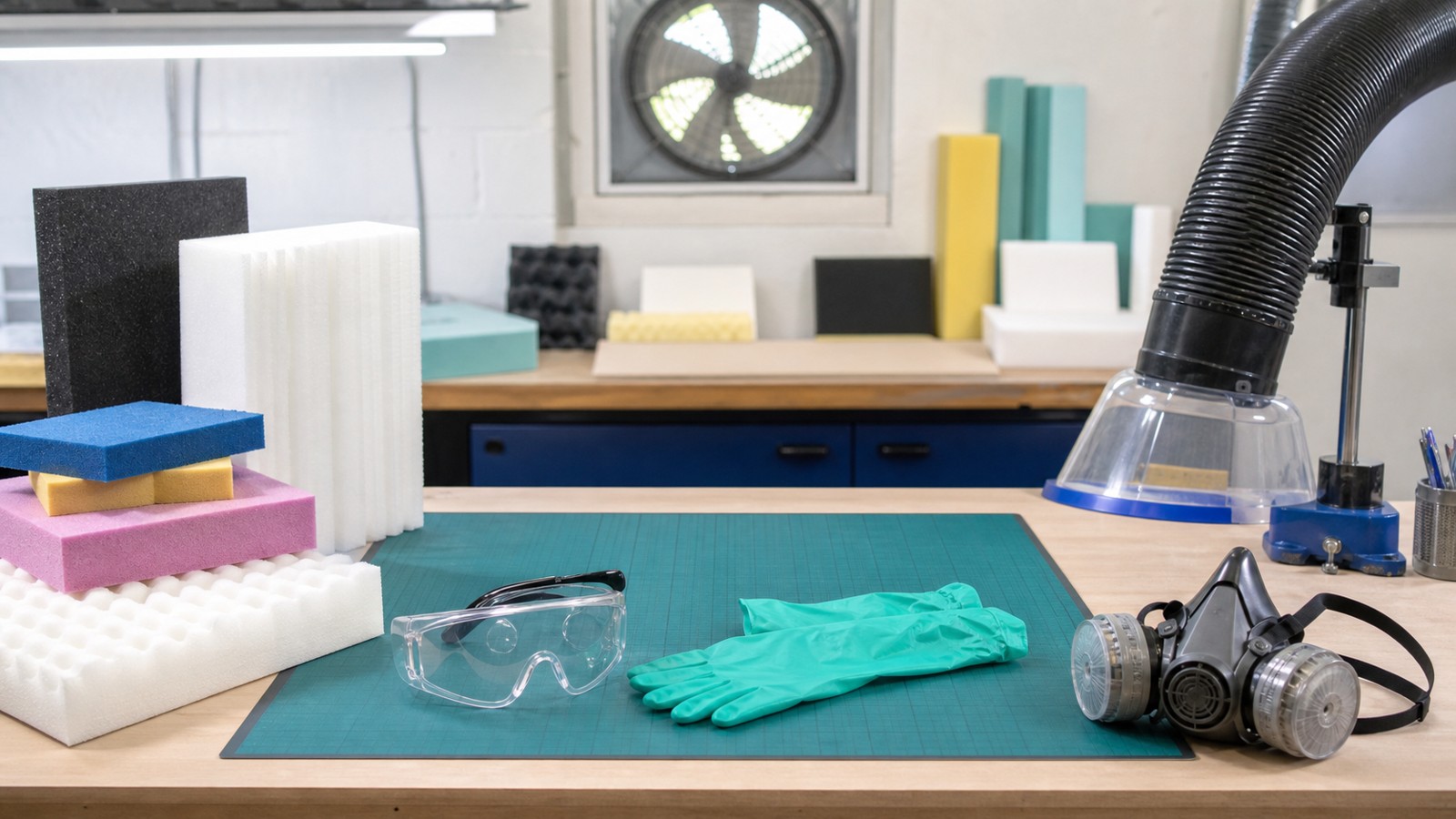 Editorial foam project scene for Safety: Handling, Toxicity, and Protective Measures